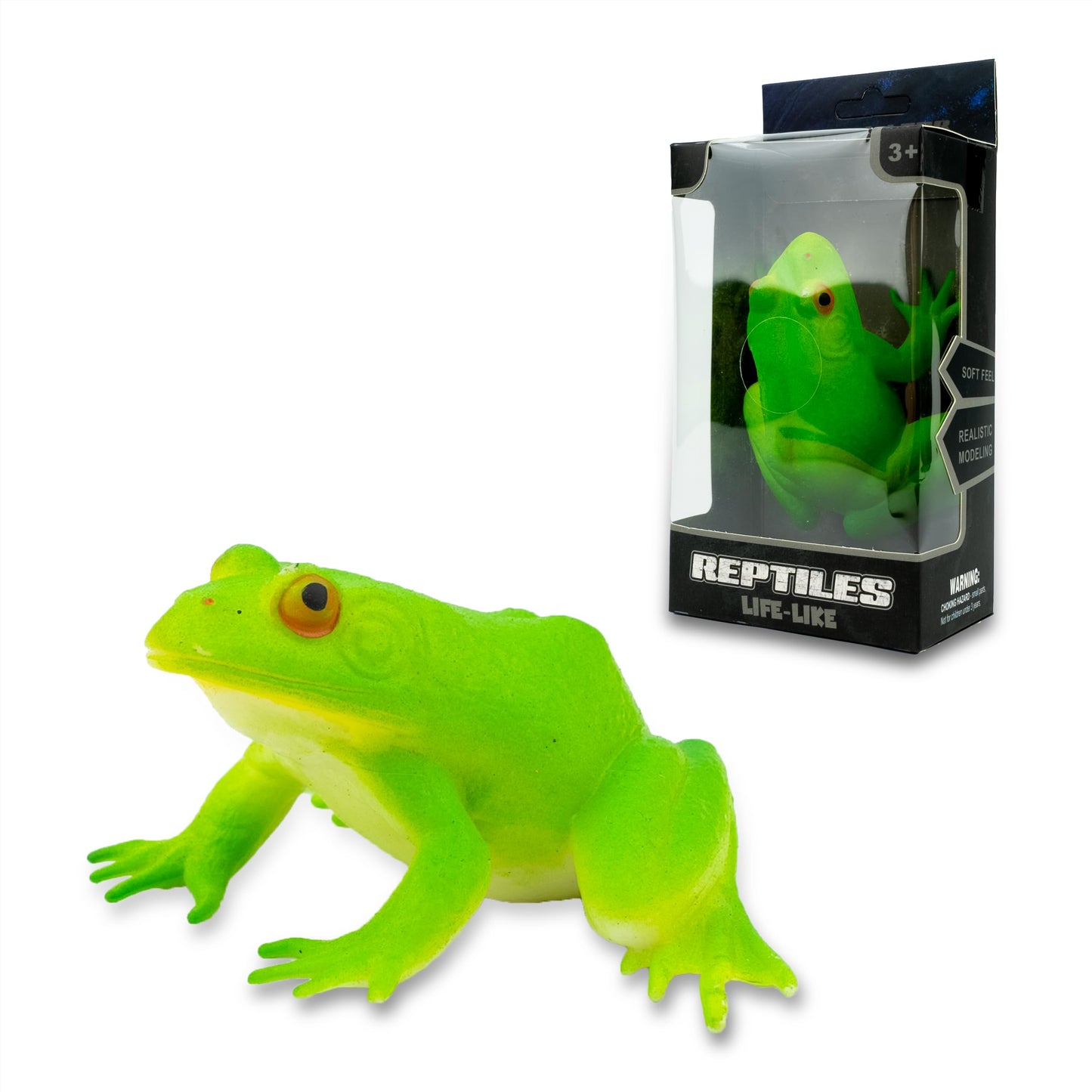 Funscene Artrpoy Reptile Figurine Soft Rubber Toy, Tropical Jungle Animals With Frog, Tpr Super Stretch Toy For Kids, Perfect Fo