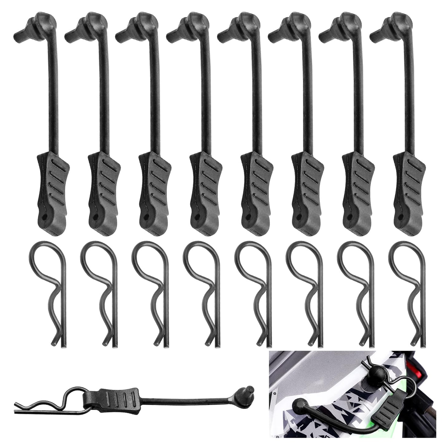 20pcs HobbyPark Universal RC Car Body Clips and Pull Tabs Retainer for 1/10 Traxxas Arrma Axial Losi & All 1/8 Redcat HPI HSP Tr