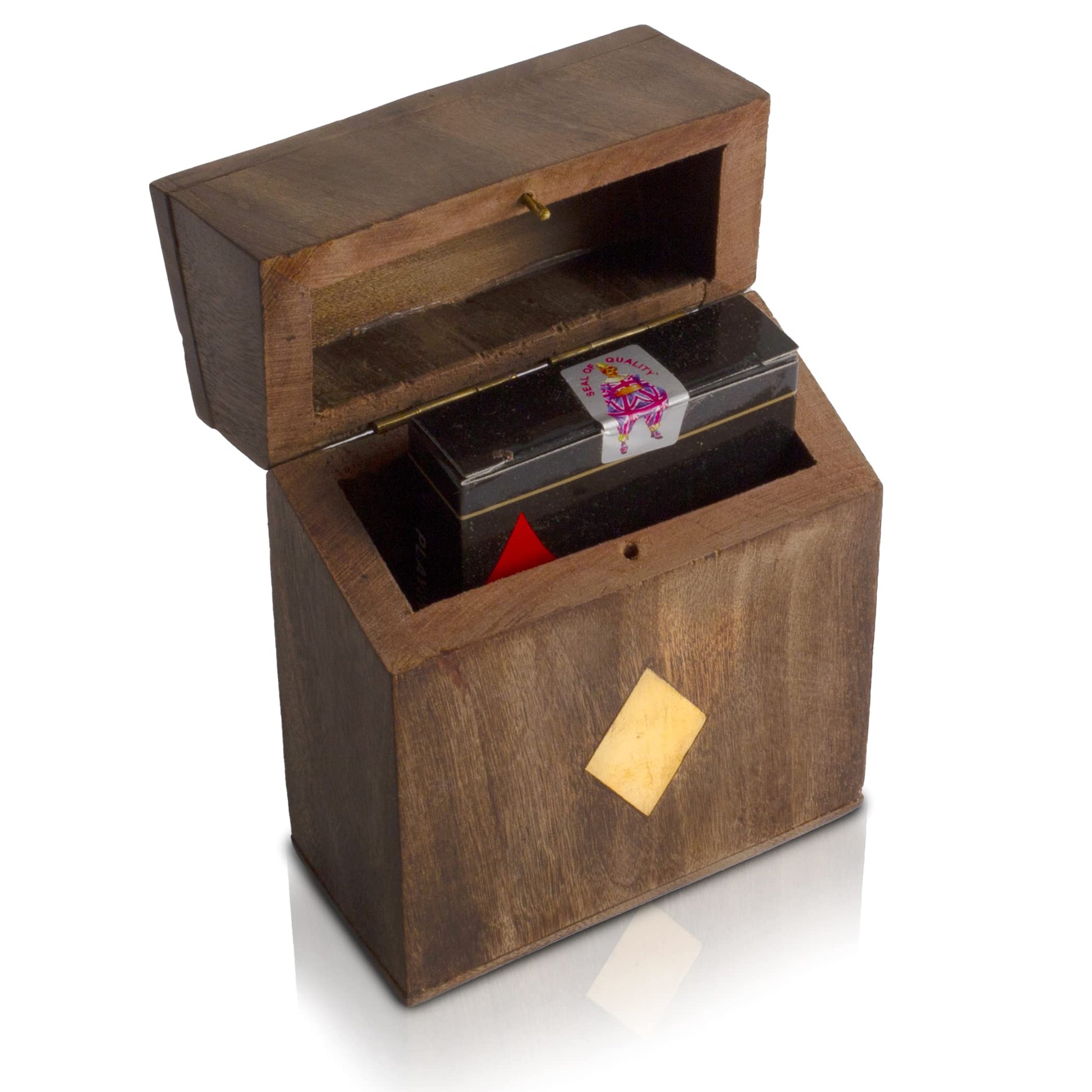 Birthday Gift Ideas Handcrafted Classic Wooden Playing Card Holder Deck Box Storage Case Organizer With enhanced Quality 'Ace' Playing Cards Anniversary Housewarming Gift Ideas For Men & Women (Heart)