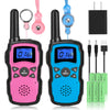 Wishouse Walkie Talkies For Kids Rechargeable Long Range,4 5 6 7 8 Year Old Boy Girl Birthday Gift,Camping Games Cool Toys Ideas For Children With 6000Mah Batteries,Flashlight,Lanyard,2 Pack Pink Blue