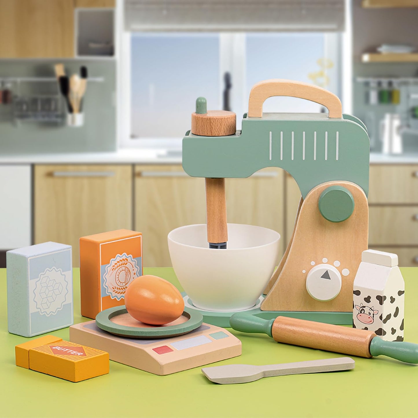 Wooden Blender Toys Play Set for Kids, Fruit Juicer Maker Toy, Montessori Pretend Play Food Kitchen Accessories for Toddler Girl