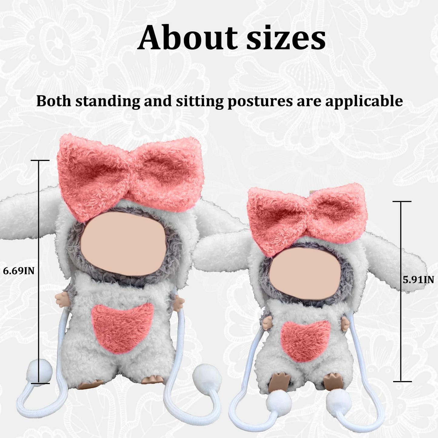 17cm Doll Clothes Set(NO Doll) - Cute Knit Sweater & Handcrafted Crochet Skirt  enhanced Fashion Dresses  Soft Stretch Fabric Costume Accessories Pink Lop-Eared Rabbit Suit