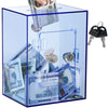 Imeepa Clear Acrylic Piggy Bank With Lock And Key For Kids Adults, Openable Money Saving Box For Cash Coins Real Money (Blue)