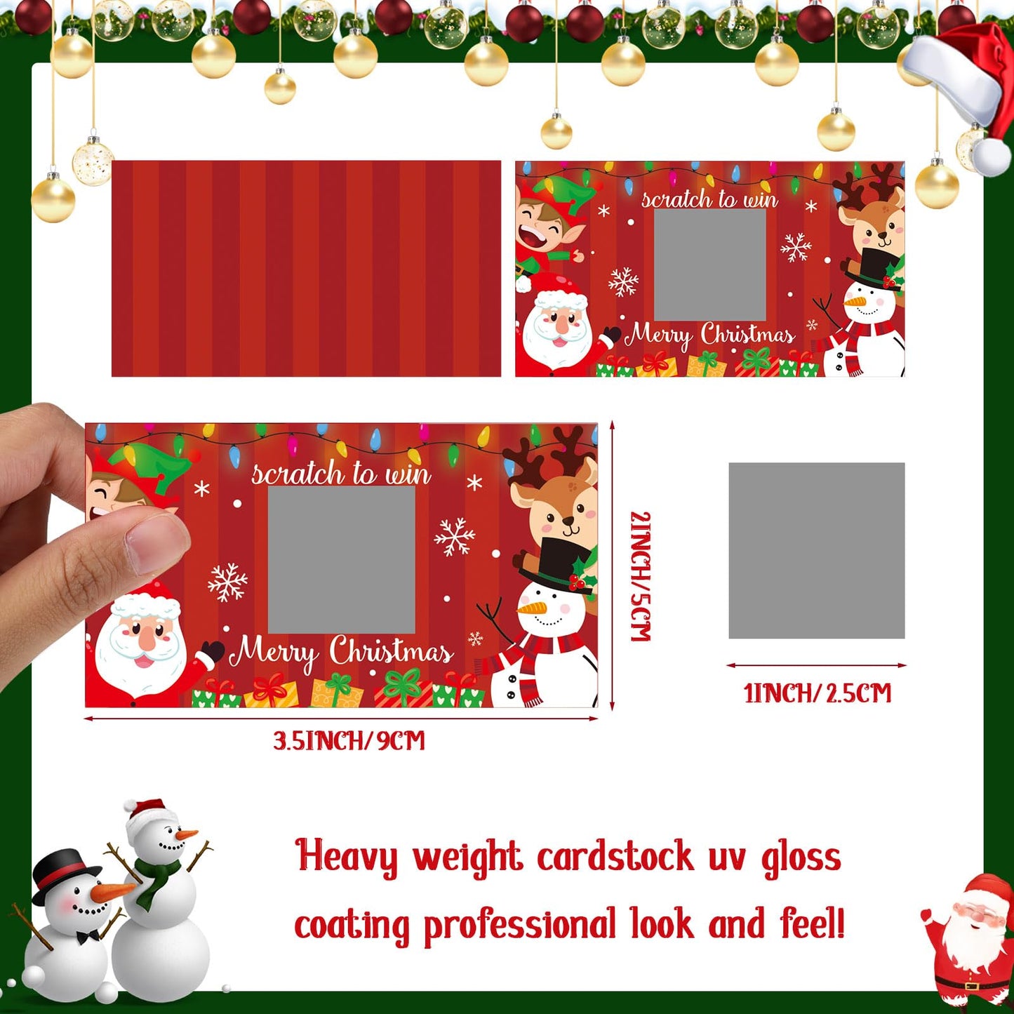 Outus 50 Pieces Christmas Scratch Off Cards Stickers Christmas Hawaii Party Games Vouchers Festive Raffle Tickets Holiday Business Prize Drawings For Kids Adults Families Events Groups (Mixed Style)