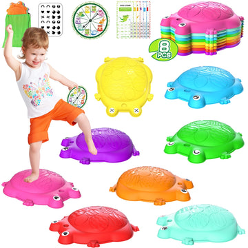 Kizjorya Stepping Stones For Kids, 8 Pcs Frog Non-Slip Balance Steps Stones Sensory Toys For Toddler Ages 3-5, Obstacle Course C