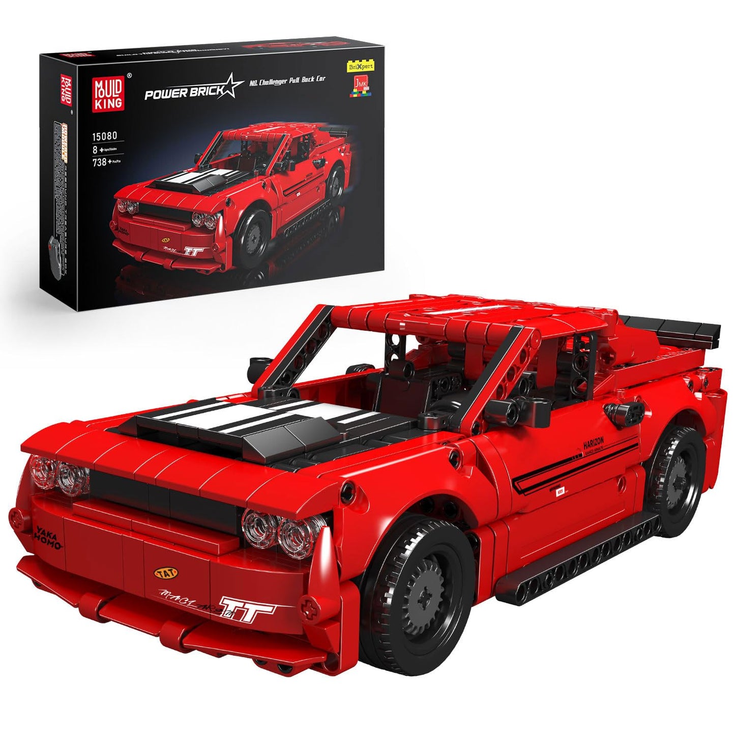 Mould King Challenger Hellcat Super Car Model Building Toys - Pull Back Toy Cars (738 Pcs) For Adults & Kids 8+