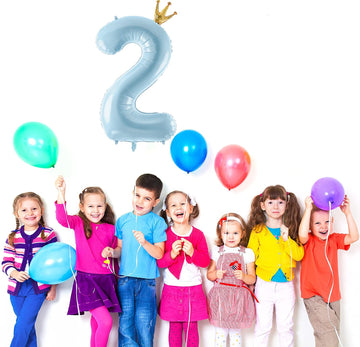 Gifloon Number 2 Balloon With Crown, Large Number Balloons 40 Inch, 2Nd Birthday Party Decorations Supplies 2 Year Old Sign Deco