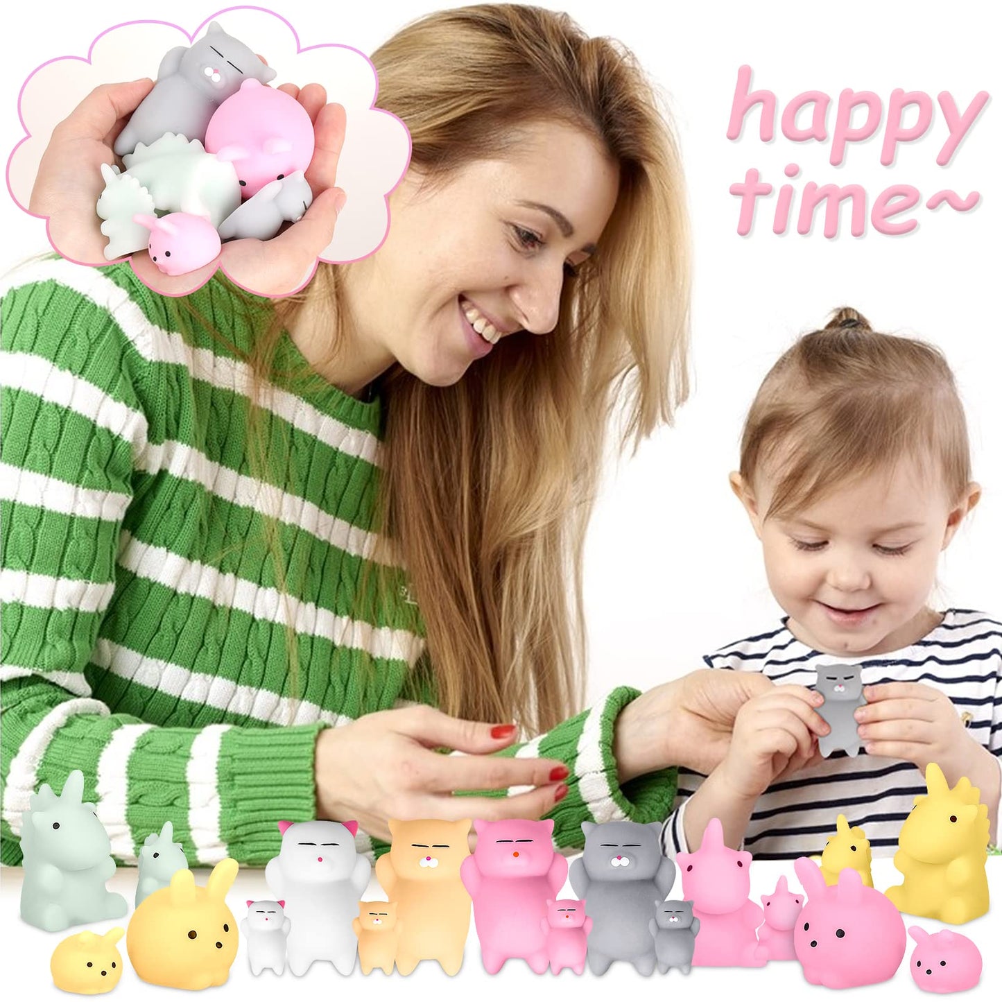 Squishies Mochi Squishy Toy, 18Pcs Jumbo & Mini,Party Favors For Kids Stress Reliever Anxiety Toys,Mini Kawaii Fidget Toys,Pinata Stuffers Filler,Easter Basket Stuffers,Valentines, Sock Stuffers