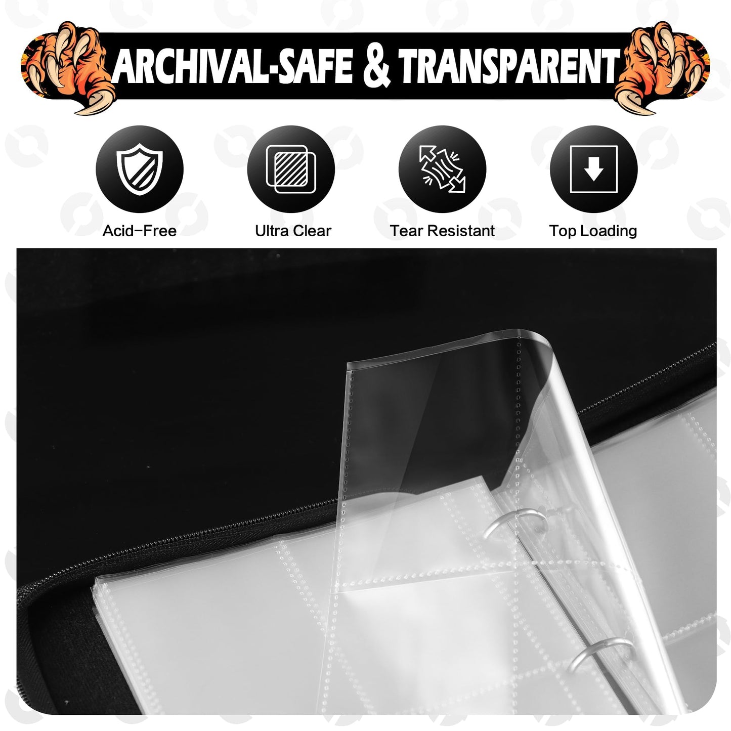 Card Binder 4 Pocket Gifts for Boys Girls  Waterproof 400 Pockets Card Holder Album with 50 Removable Sleeves for Trading Card - Binder Display Storage Carrying Case (Yellow)