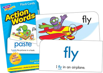 Trend Enterprises: Action Words Skill Drill Flash Cards, Great For Skill Building And Test Prep, Illustrated Actions, Build Vocabulary & Spelling, 96 Cards Included, For Ages 6 And Up