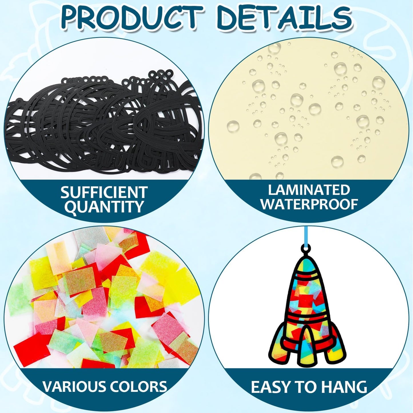 Qyeahkj Outer Space Suncatchers Craft Kit, Colorful DIY Solar System Decor, 5.91" x 5.91", Paper, Model QY1689