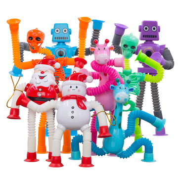 Pop Tubes Robot Fidget Toys for Kids, 8Pack Fidget Sensory Stretchy Toys for Ages 3 4 5 6 7 8 9 10 Fidget for Stress and Anxiety