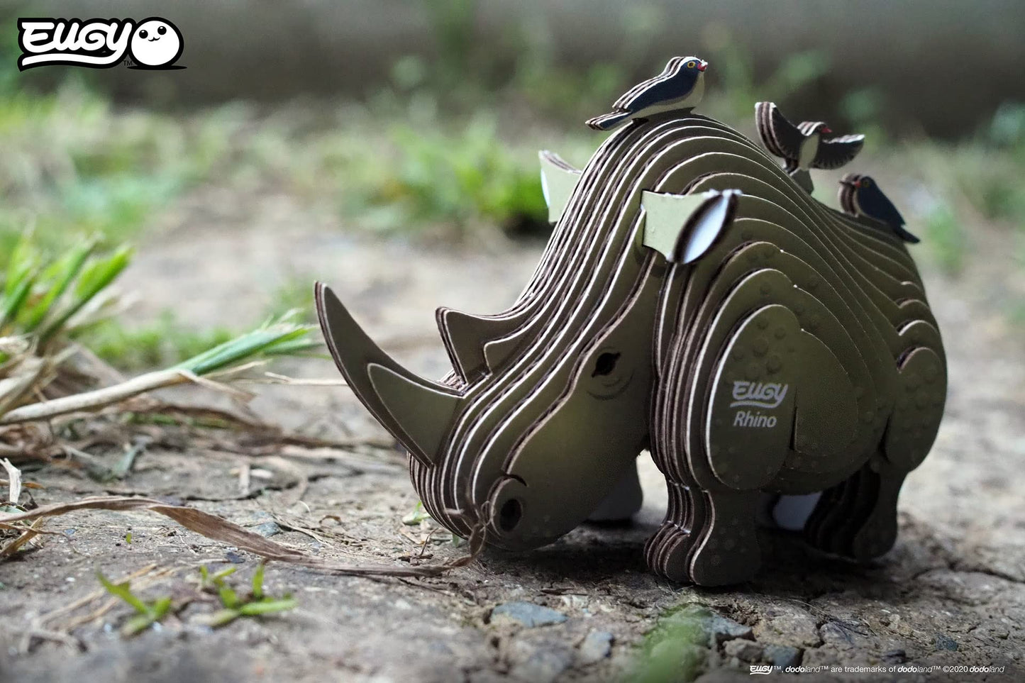 Eugy Rhino 3D Puzzle, 24 Piece Eco-Friendly Educational Toy Puzzles For Boys, Girls & Kids Ages 6+