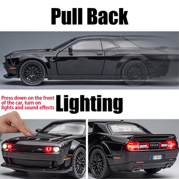 Erbadihago Toy Car Model 1/32 Dodge Challenger Hellcat Alloy Model Car With Light And Sound Collectible Model Cars Pull Back Toy