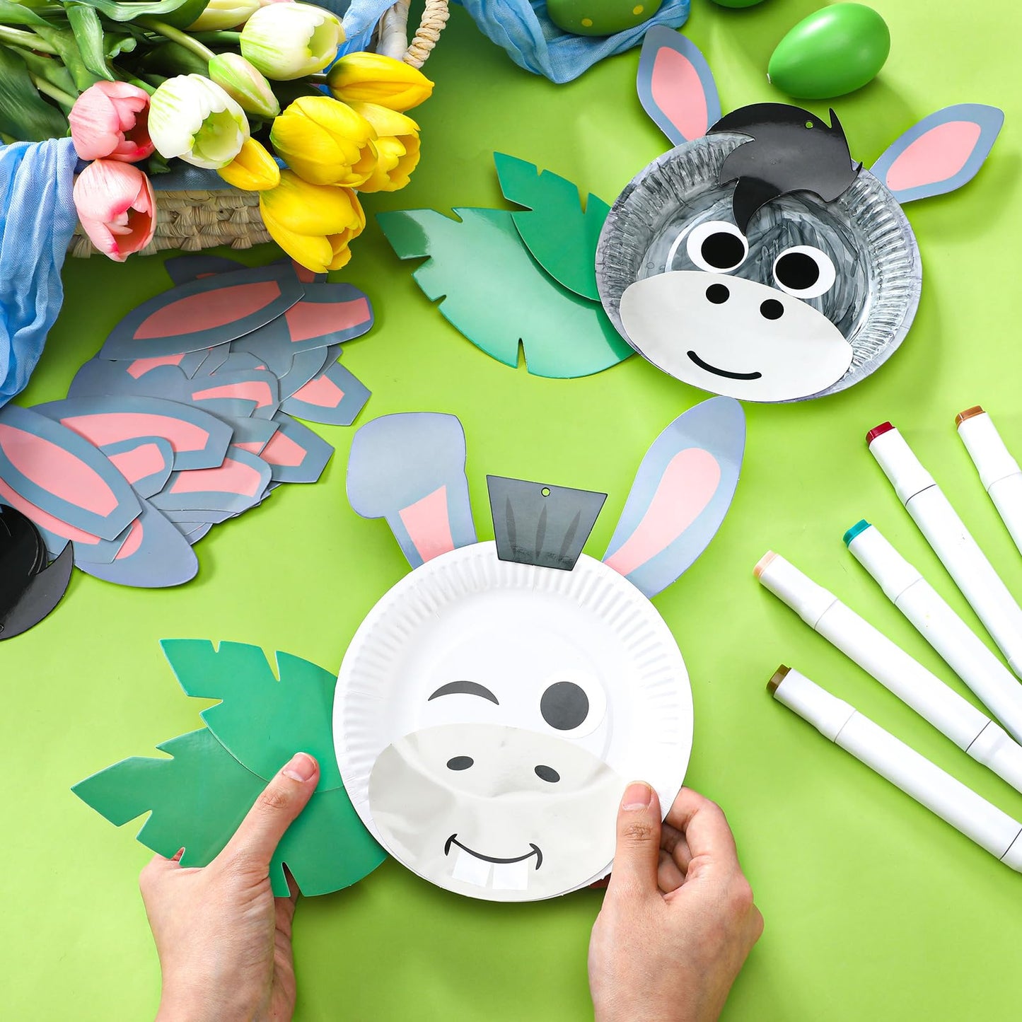 Honeydak 24 Set Donkey Crafts Easter Palm Sunday Craft Make Your Own Easter Donkey Ornaments Color Your Own Animal Arts for Palm