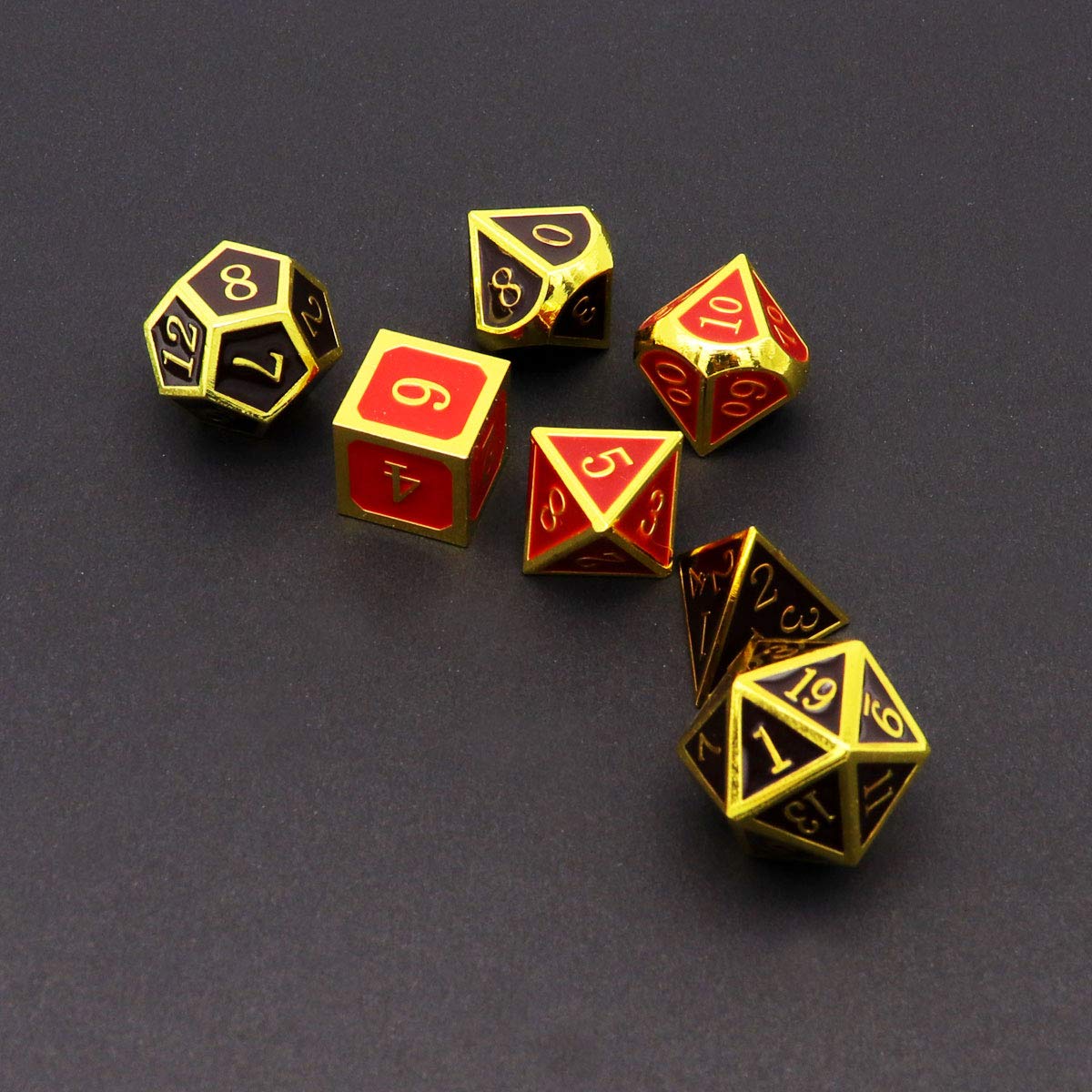 Haxtec Metal DND Dice Set Heat Sensitive Color Changing Metal Dice Polyhedral D&D Dice for RPG Dungeons and Dragons-Gold Black R