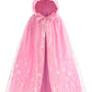 Purfeel Girls Cape For Elsa Dress Up Kids Hooded Cloak Costume Pink 7-10Years