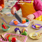 Geyiie Kitchen Sink Toy for Toddlers, Play Sink with Running Water, Upgraded Real Faucet, Dish Rack & Play Cutting Food, Kids Ki