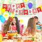 Eaezerav Happy Birthday Banner - Red Paper Bunting Sign for Kids' Parties, Tea Party, Christmas & Thanksgiving Decor