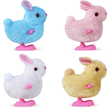 Audaisyly Chick Bunny Wind Up Toys For Kids, 4 Pcs Clockwork Novelty Jumping Hopping Toy For Easter Egg Hunt Basket Stocking Par