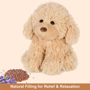 Suzzipals Warmable Golden Retriever Stuffed Animal, Microwavable Stuffed Animal Heating Pads For Cramps And Pain, Lavender Dog S