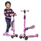 Pink and Purple 3 Wheel Scooter with Seat for Kids, Light-Up Wheels, Adjustable Lean to Steer Handlebar and Seat, Smooth Wheels,