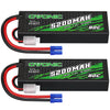 OVONIC 80C 2S 5200mAh 7.4V Lipo Battery with EC5 Connector for arrma 1/10, 1/8, 1/7 Scale RC Cars and Trucks Buggy Truggy 2pcs