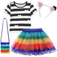 Ccjrlm Rainbow Tutu Dress For Girls, Birthday Girl Outfit Set Costumes With Headband And Bag Christmas Outfits 3-8Y