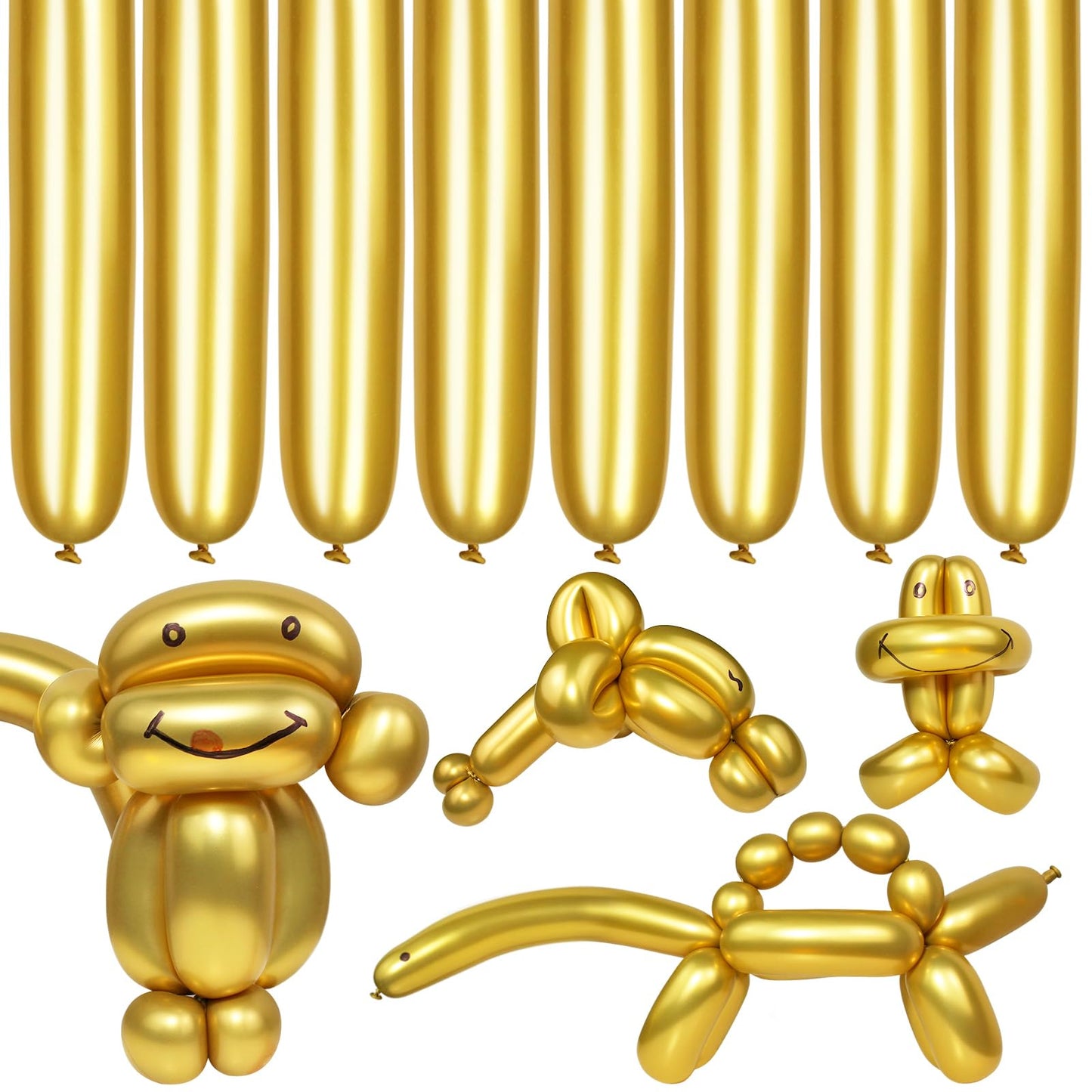 Lxzfcrg 260 Long Balloons, Shiny Metallic Latex Twisting Balloons For Balloon Animals, Magic Balloons For Birthdays Wedding Part