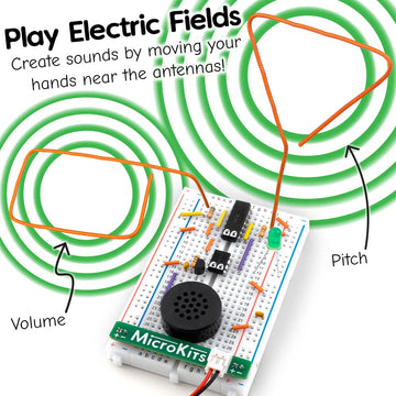 Microkits Theremin Electronics Kit | Educational Electronic Music Steam/Stem Kits For Kids Or Grown Ups| No Tools Needed Easy To