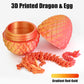 Locyfens 3D Printed Dragon Eggs With Dragon Inside, Articulated 3D Dragon Toys With 3D Dragon Eggs, Crystal Dragon Red Gold