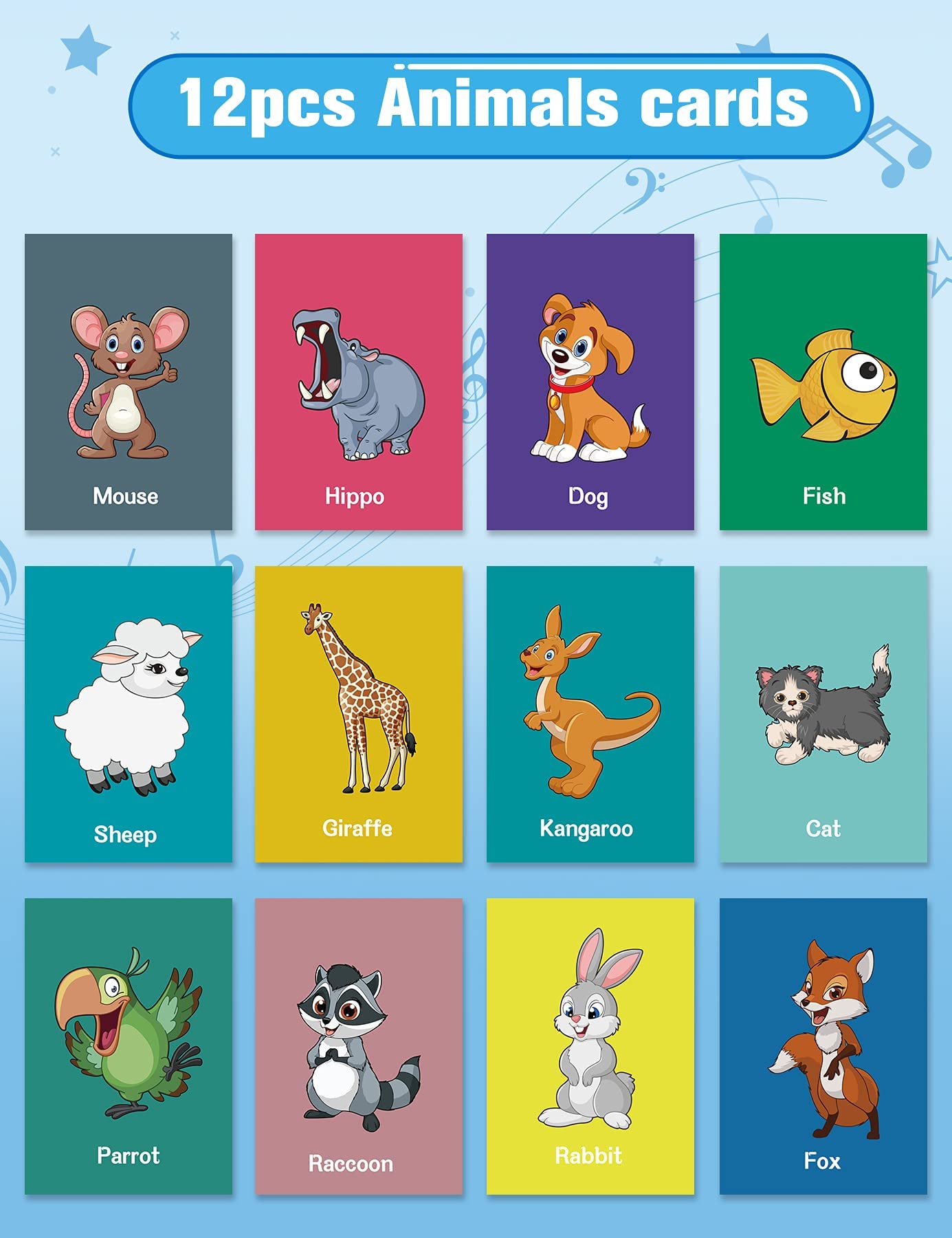EduCuties Baby Musical Learning Toy - Floor Piano Playmat with Animal Flash Cards & Touch Keyboard, Model EC-MusicalMat-02