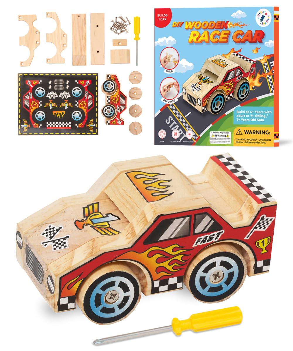 DIY Wooden Kits w/ Stickers - Kids Building Kit - Stem Building Toys - Wood Crafts for Kids - Building Kits for Kids - Woodworki