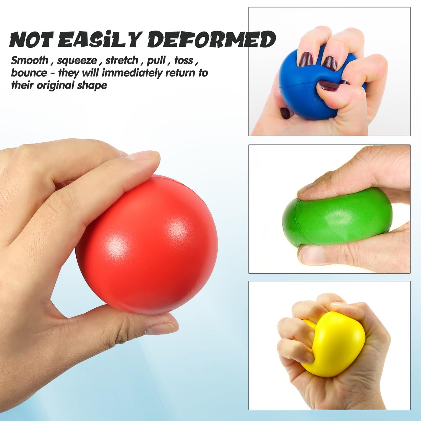 Toaob Stress Relief Balls Non-Toxic Squeeze Balls 6 Pack 2.5 Inch Colorful Foam Balls For Kids And Adults Hand Exercise Squishy