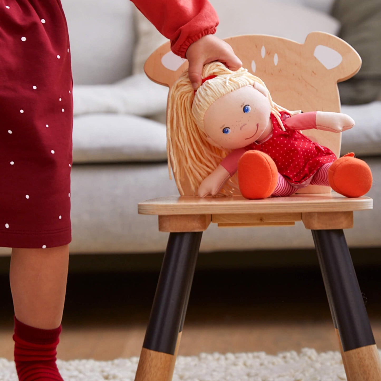 HABA 12" Soft Baby Doll Annelie - Blonde Hair, Embroidered Face, Removable Dress, Washable for Toddlers 18 Months+