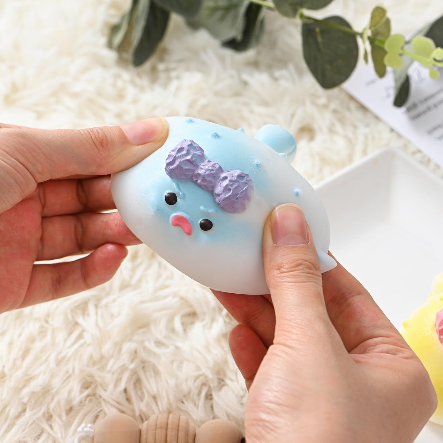 2Pcs Taba Fidget Squishy Toys  Ultra-Soft Squeeze Toys Kwaii Cute Animals Stress Relife Fidget Sensory Squeeze Party Favors Gifts for Children  Teens  and mature-themeds