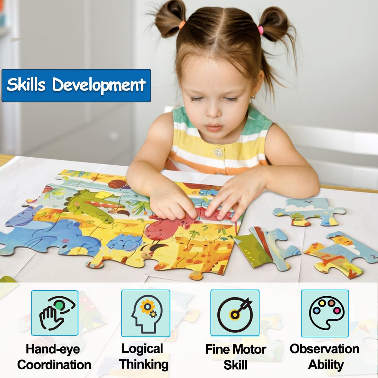 Jumbo Floor Puzzle for Kids, Large Jigsaw Puzzles 24 Piece for Kids Ages 3-5,Preschool Learning & Education Toys, Gifts for 4-8