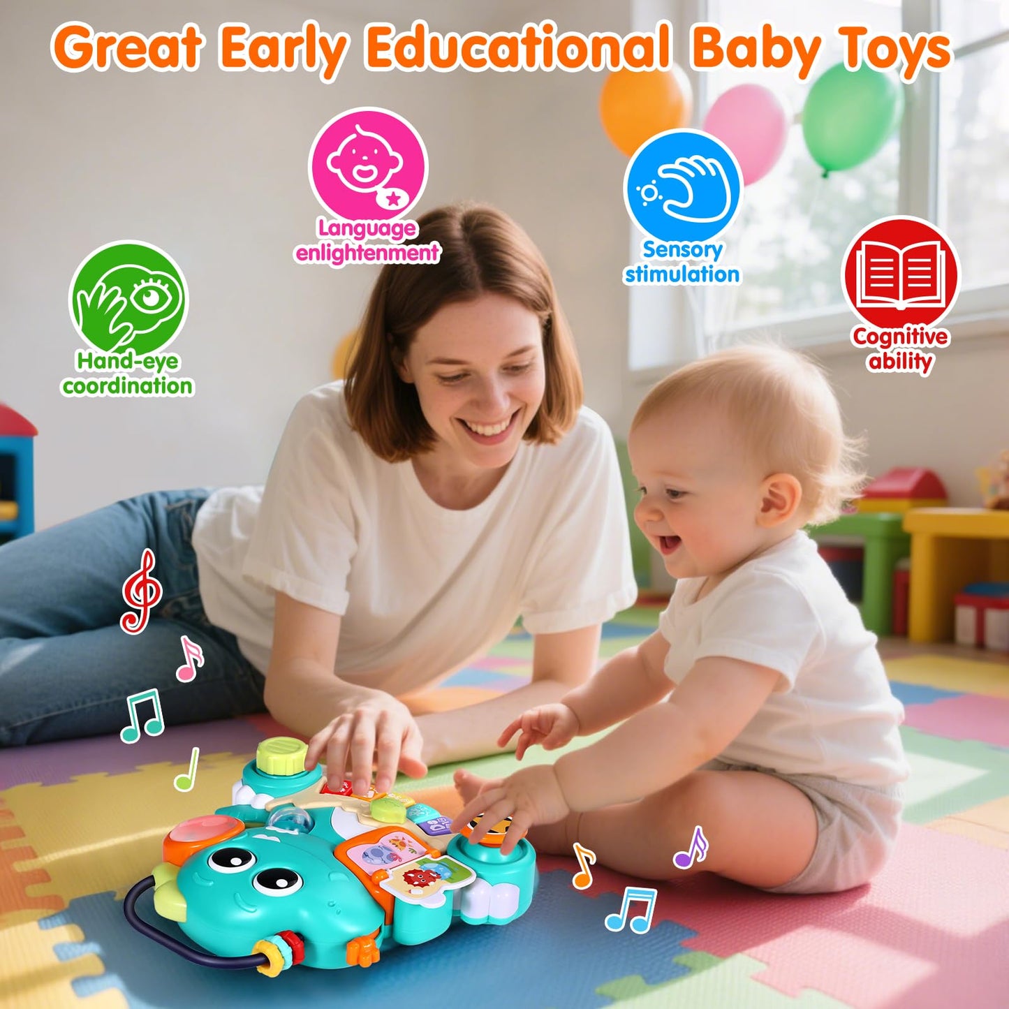 ITSFORU Baby Piano Toy - Dinosaur Music Light Up for 6-12 Months - Green - Model HA8976 - Educational Keyboard for Infants and Toddlers