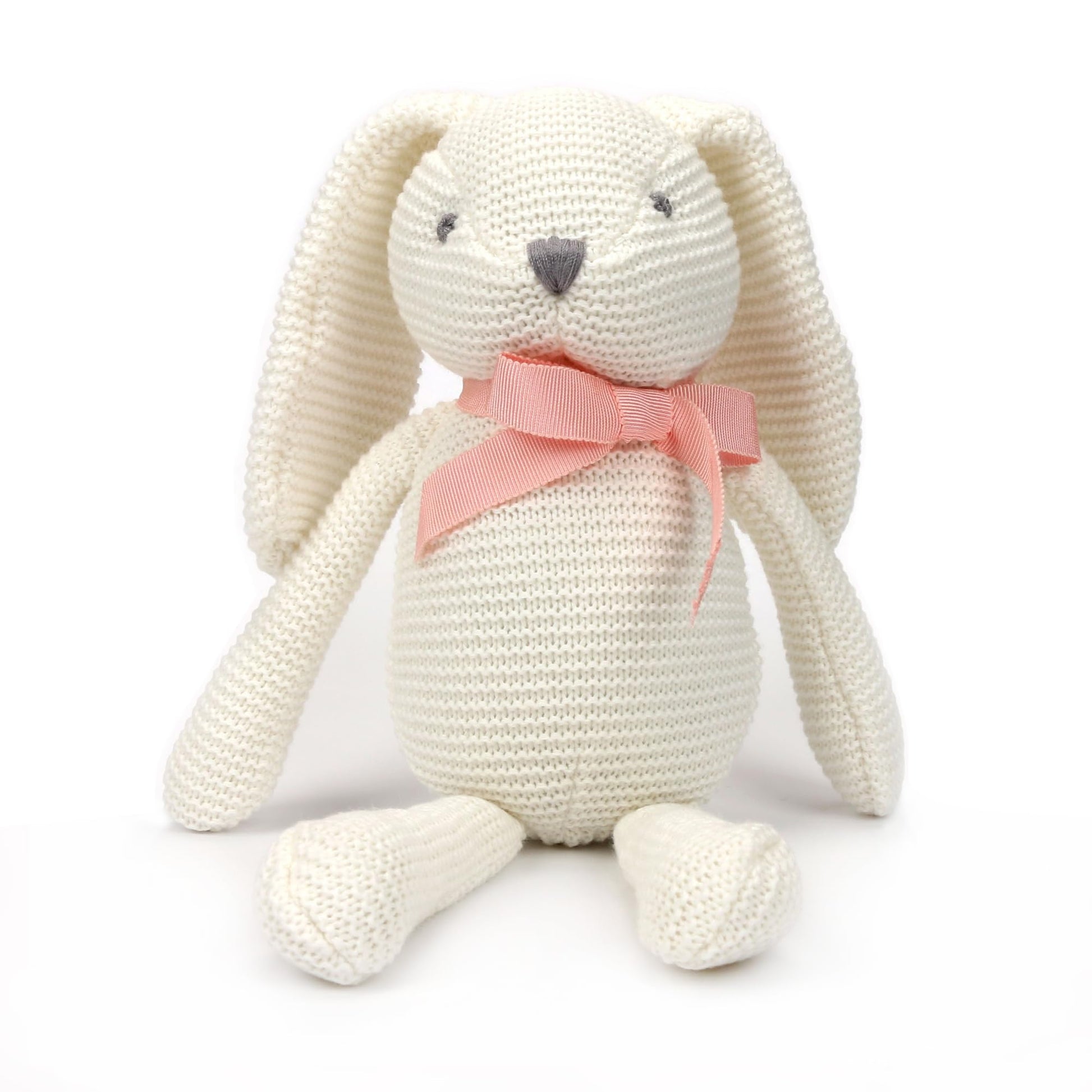 FLUFFYFUN 100% Organic Cotton Baby Toys White Bunny Rabbit Stuffed Animal for Newborn 7.1 