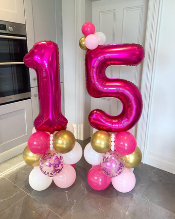 40 Inch Hot Pink 15 Number Balloons Giant Jumbo Huge 15 Or 51 Foil Mylar Helium Number Digital Balloons Dark Pink Birthday Mylar