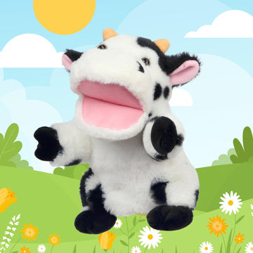 Easfan Cow Hand Puppet With Movable Mouth Interactive Storytelling Cute Soft Cow Plush Toy Creativity And Imagination Christmas
