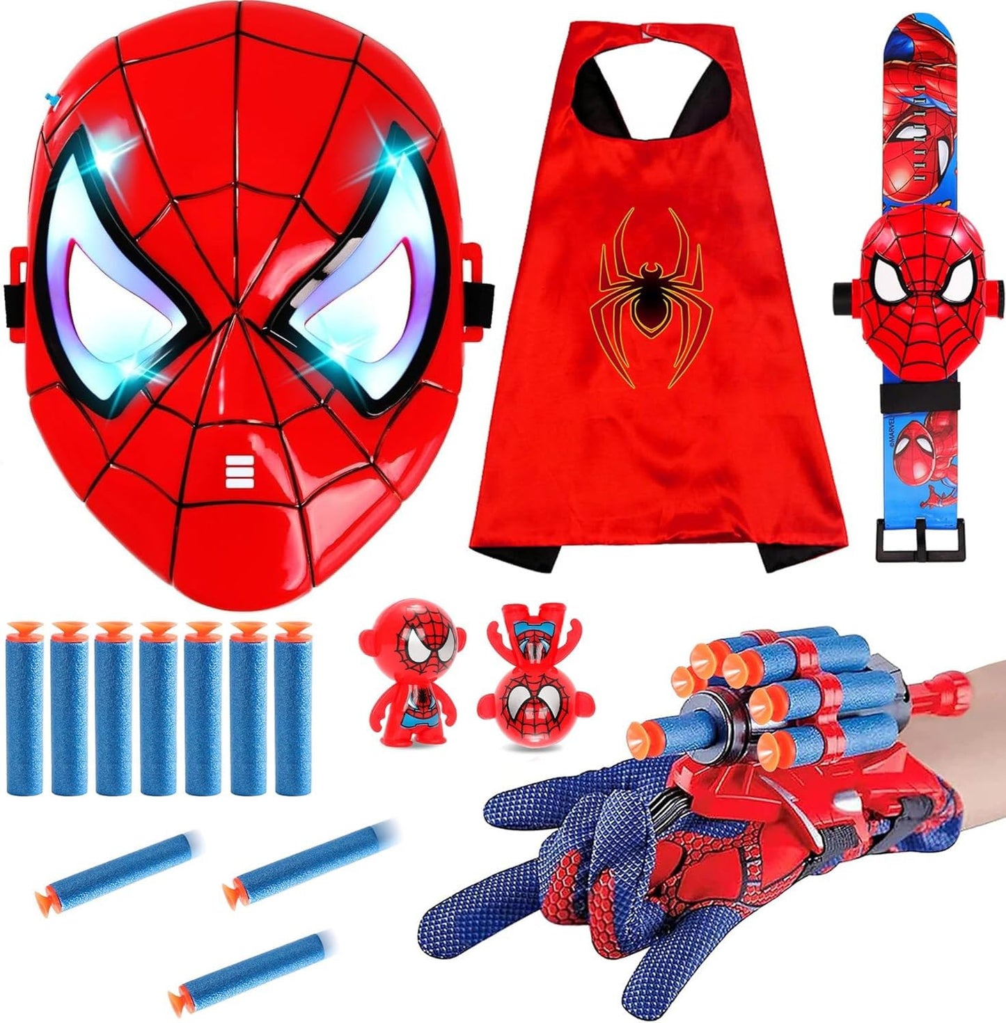 Web Shooters Game for Kids - Kids Capes and LED Mask Set - Hero Glowing Mask - Reproducing Movie Scenes, Cosplay Costume for Boy