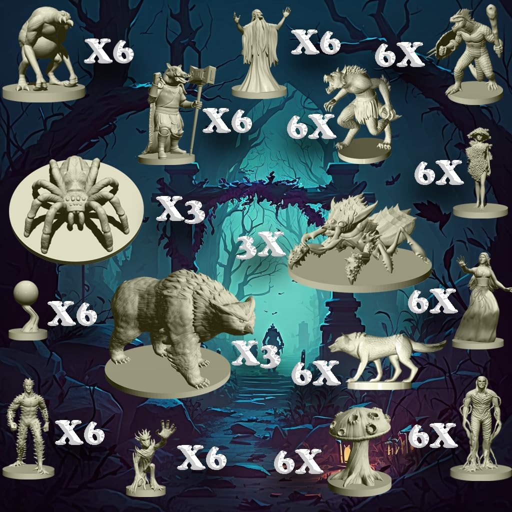 House Of Bodian Mythical Heroes Forest/Swamp Edition - 90 Pcs In 16 Designs - Mini Figure Set For Rpgs - Creatures And Monsters