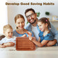Wooden Piggy Bank Wooden Coin Bank For Adults Kids Money Saving Box With 5000 Dollars Target 5K Savings Challenge Box For Girls