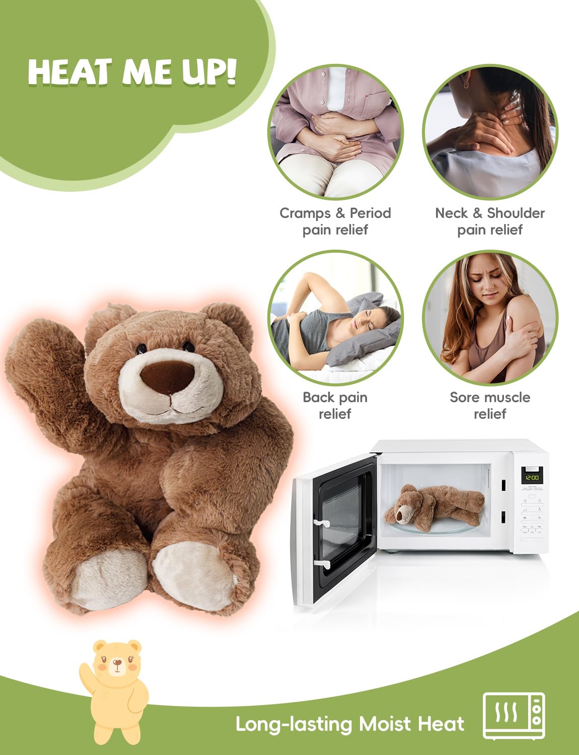 Weighted Plush Stuffed Animals,Microwavable Brown Bear Heated Stuffed Animal Heating Pads For Adults & Kids, Plush For Stress Re