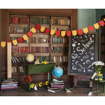 School Pictures Backdrop 10x8ft Fabric Back to School Photos Library Bookshelf Backdrop Teacher Pictures Background Kids Graduat