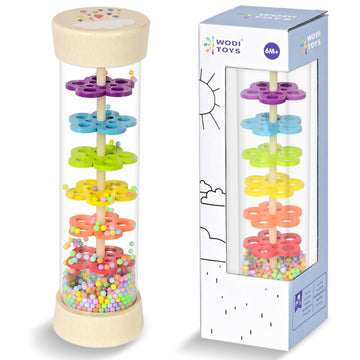 Greseesm Rain Stick, 7.7    Wooden Rainmaker Montessori Toys For Baby 6-12 Months, Baby Rattle Sensory Development Toys, Infant