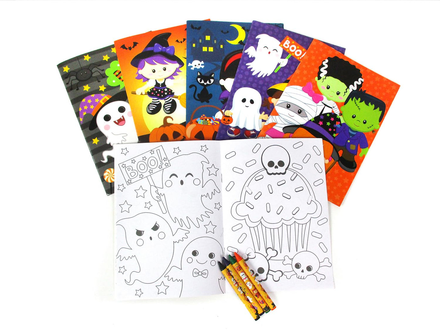TINYMILLS Halloween Coloring Books for Kids with 12 Coloring Books and 48 Crayons, Halloween Party Favors, Halloween Prizes, Hal