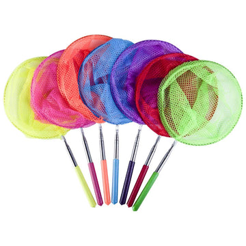 Kiseer 7 Pieces Colorful Telescopic Kids Fishing Net Butterfly Net Catching Insects Bugs Nets Beach Toys For Kids Outdoor Playing