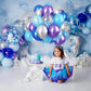 Frozen Balloons, Pastel Blue Metallic Purple Silver Balloon With Snowflake Latex Balloons, Frozen Birthday Party Decorations For